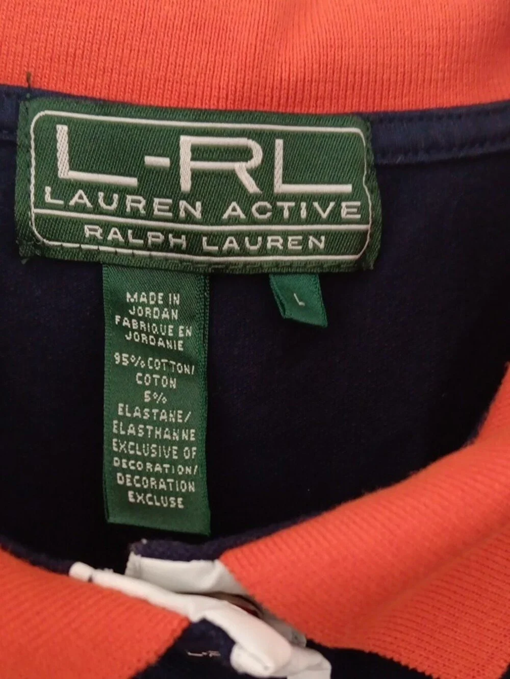 L-RL Ralph Lauren Navy Sleeveless Polo with Orange Trim #3825
